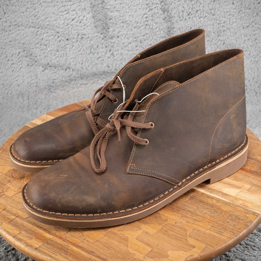 CLARKS BUSHCARE 2 LEATHER CHUKKA ANKLE BOOTS MENS 11.5 SHOES BROWN CASUAL - Picture 3 of 6